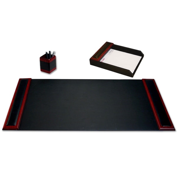 Dacasso Rosewood & Leather 3-Piece Desk Set DF-8037 - main